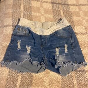 Casual Blue Distressed Jean Shorts for Women